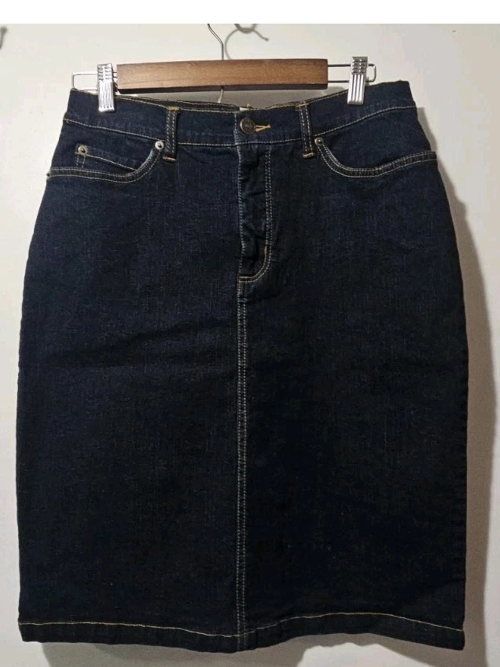 Dark Blue Denim Pencil Skirt - Women's Classic Jean Skirt